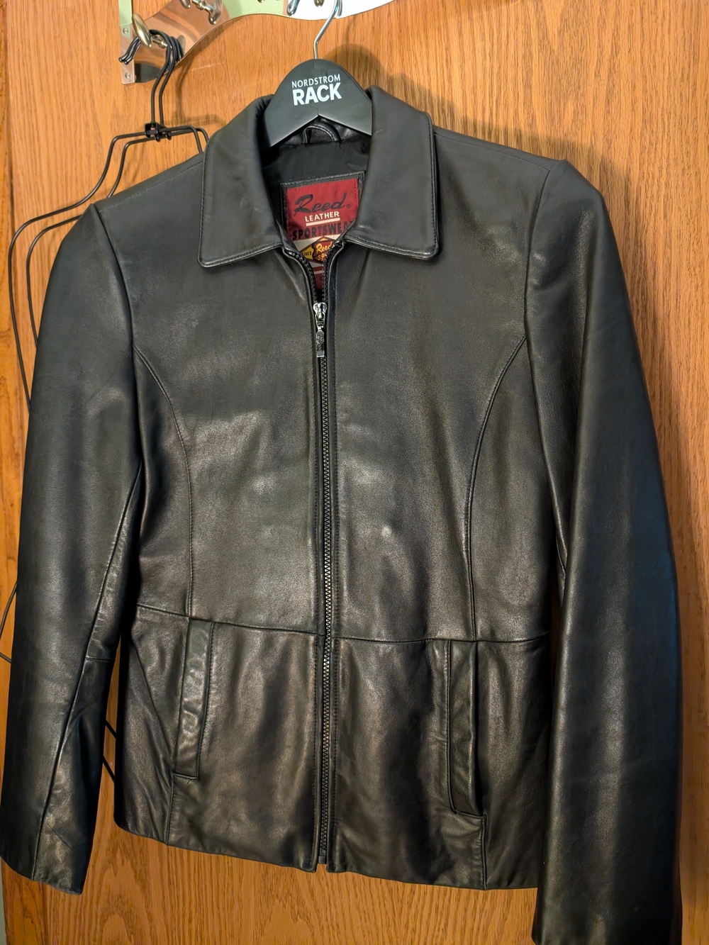 Reed Leather Sportswear Black Leather Zip-Front Jacket -